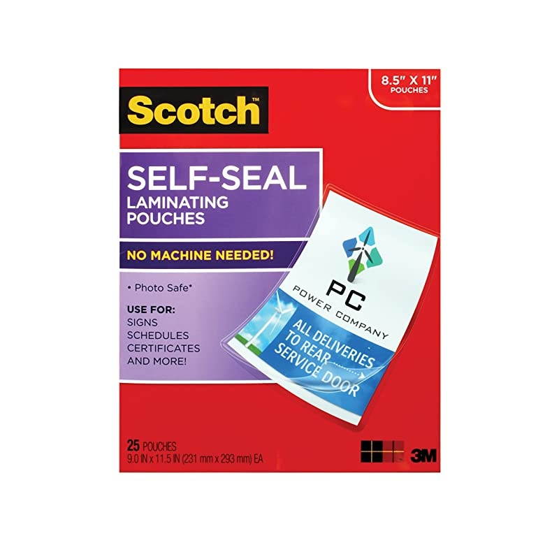 SelfSealing Laminating Pouches 25 Sheets 90 in x 115 in Gloss Finish Letter Size LS85425GWM LS854WC