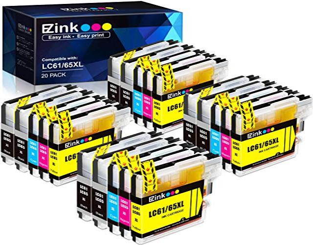 E-Z Ink &trade; Compatible Ink Cartridge Replacement For Brother LC61 LC-61 Series (20) Pack (8 Black, 4 Cyan, 4 Magenta, 4 Yellow) LC61BK LC61C LC61M LC61Y