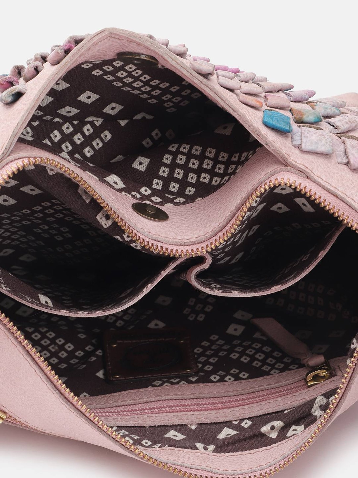 Art N Vintage Glory Rose Pink Leather Textured Large Hobo Handbag