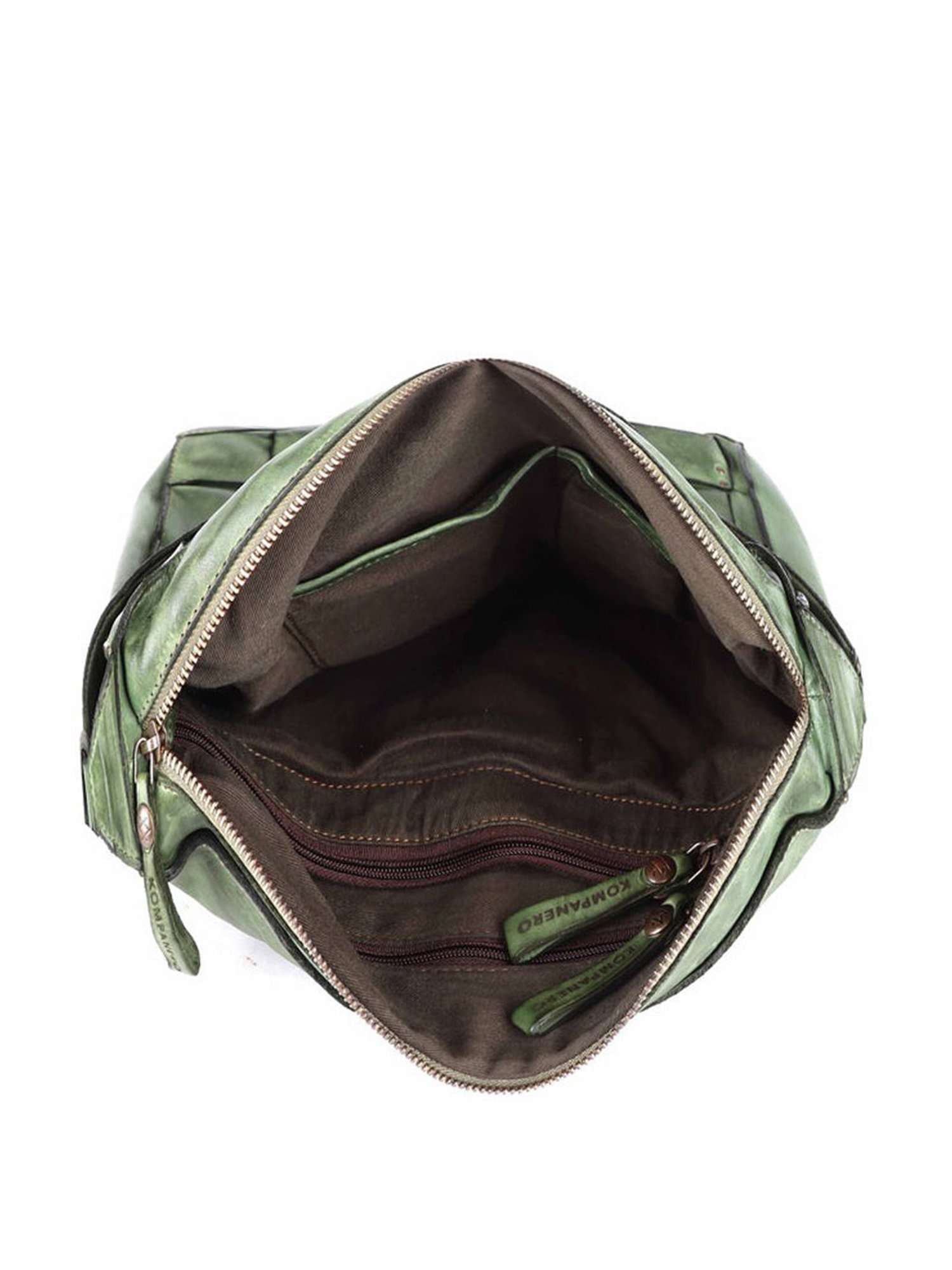 KOMPANERO Rochelle Sage Leather Textured Shoulder Handbag