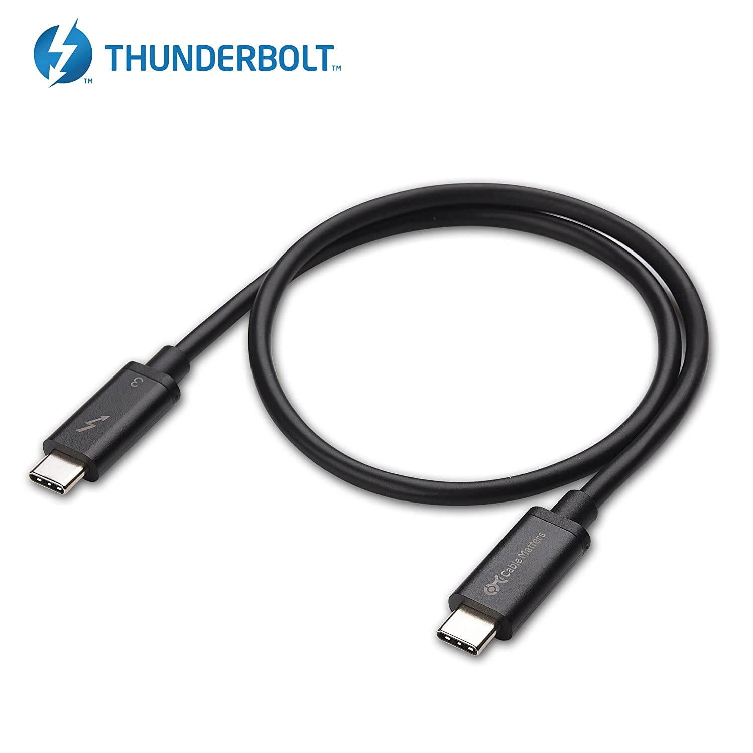 Cable Matters Certified 40 Gbps Thunderbolt 3 Cable (USB C Thunderbolt Cable) in Black 2.6 Feet Supporting 100W Charging