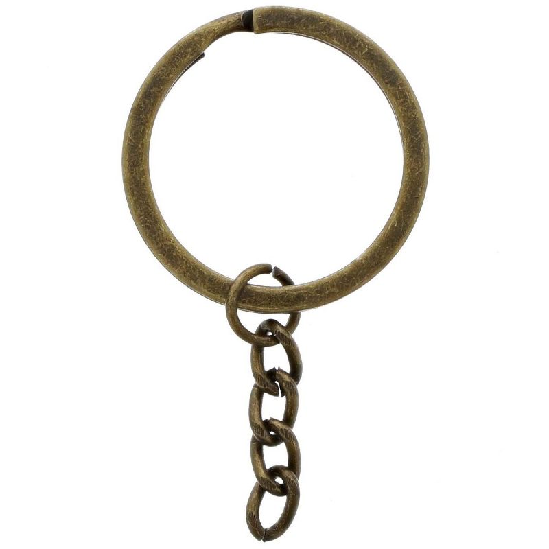 Bright Creations 100 Pack Split Key Rings with Chain Bulk for Crafts, Antique Bronze (1.2 x 2.2 in)