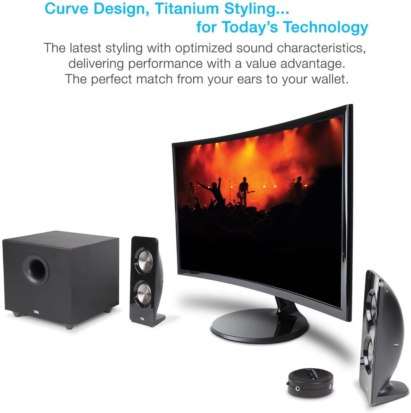 2.1 Speaker Sound System with Subwoofer and Control Pod - Great for Music, Movies, Multimedia PCs, Macs, Laptops and Gaming Systems