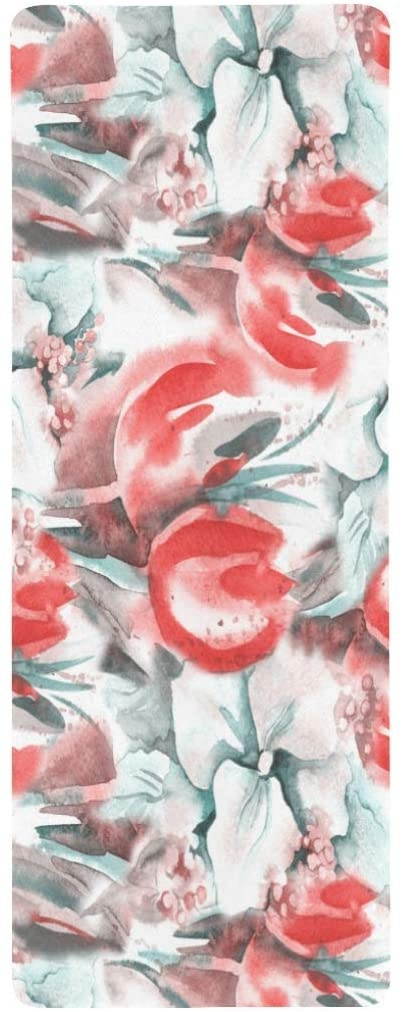 InterestPrint Soft Extra Extended Large Gaming Mouse Pad with Stitched Edges, Desk Pad Keyboard Mat, Non-Slip Base for Office & Home, 31.5 x 12In - Watercolor Floral Tulips