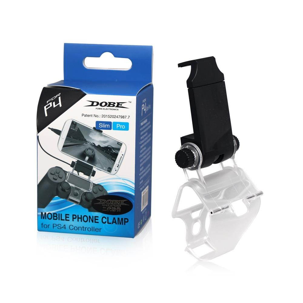 Slim Smart Handle Clip Cell Mobile Phone Clamp Holder with OTG Cable for PS4 Android Phone 4 Controller Black