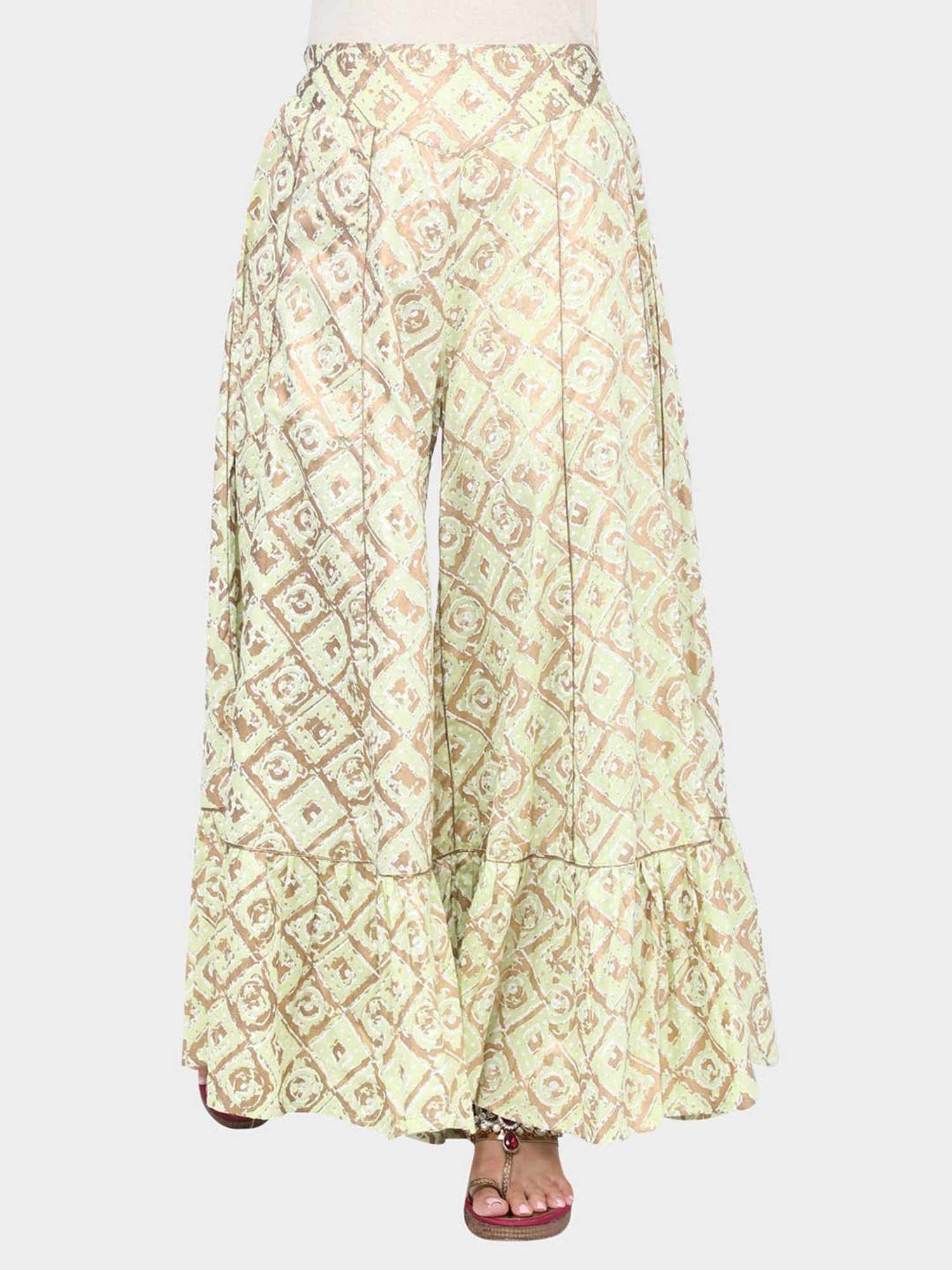 paislei Green Printed Palazzos