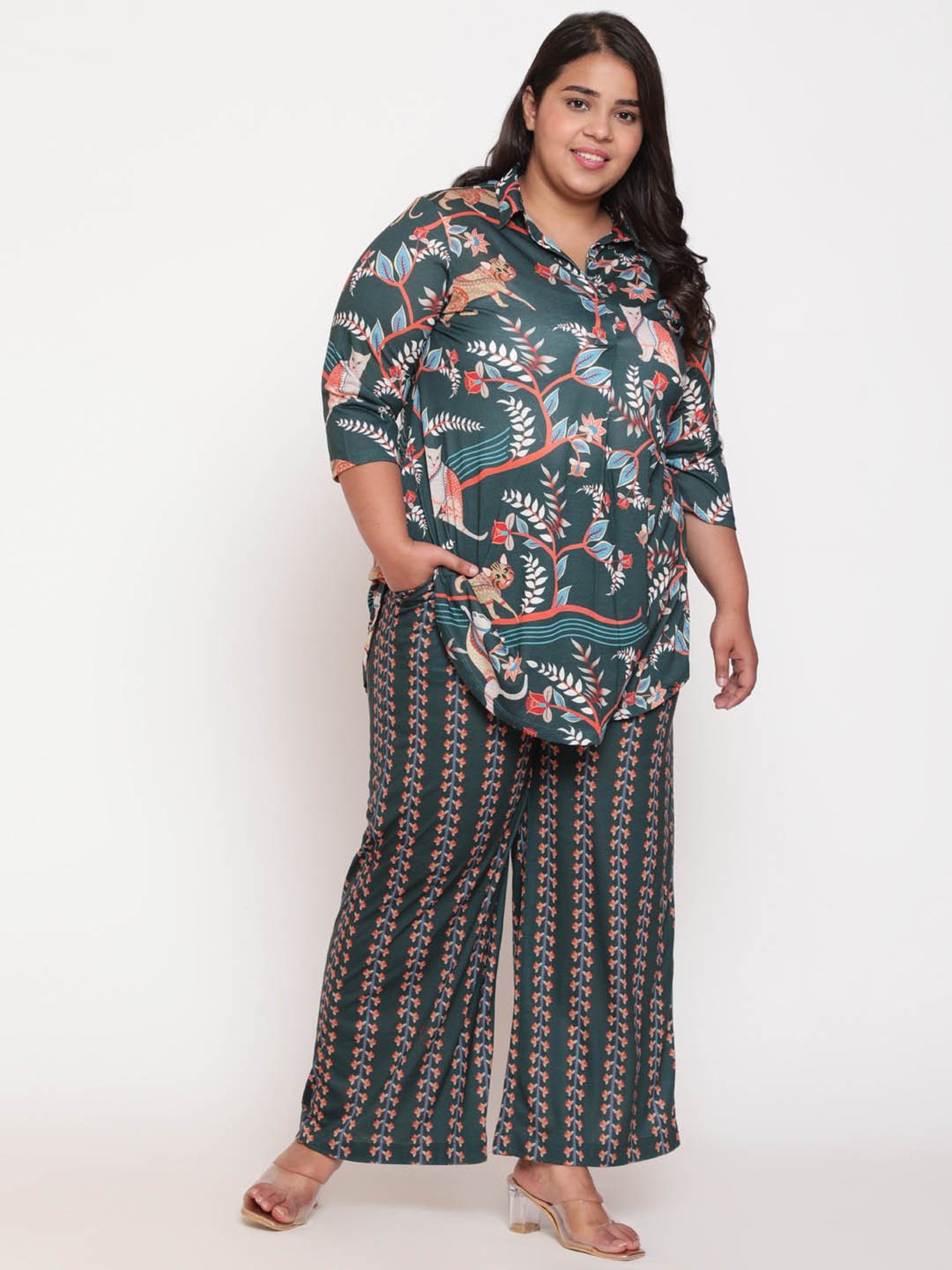 Amydus Green Printed Palazzos