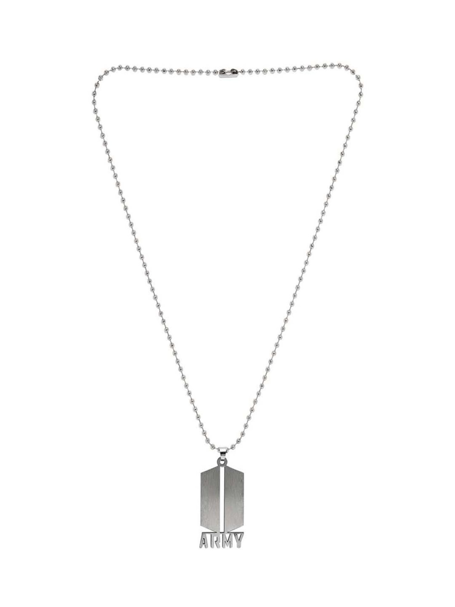 Bold By Priyaasi Silver-Plated Army Pendant on a Stylish Men's Chain
