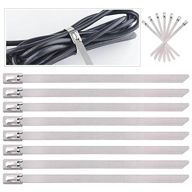 30Pcs 4 Inches 304 Stainless Steel Zip Ties Exhaust Wrap Coated Locking Metal Cable Zip Ties for Computer Wire Harness Automotive Parts and more
