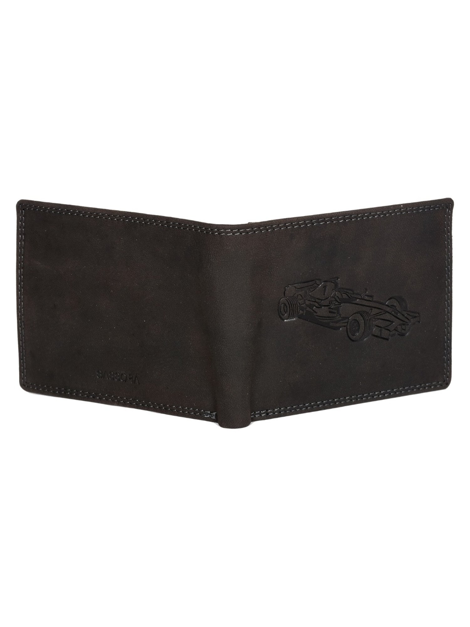 SASSORA ARLO Black Leather Textured Bi-Fold Wallet