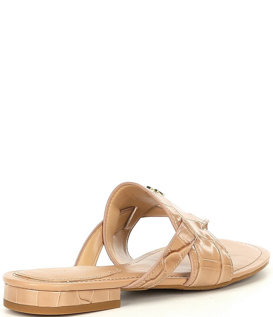 Lauren Ralph Lauren Rosalind Croco Embossed Leather Sandals