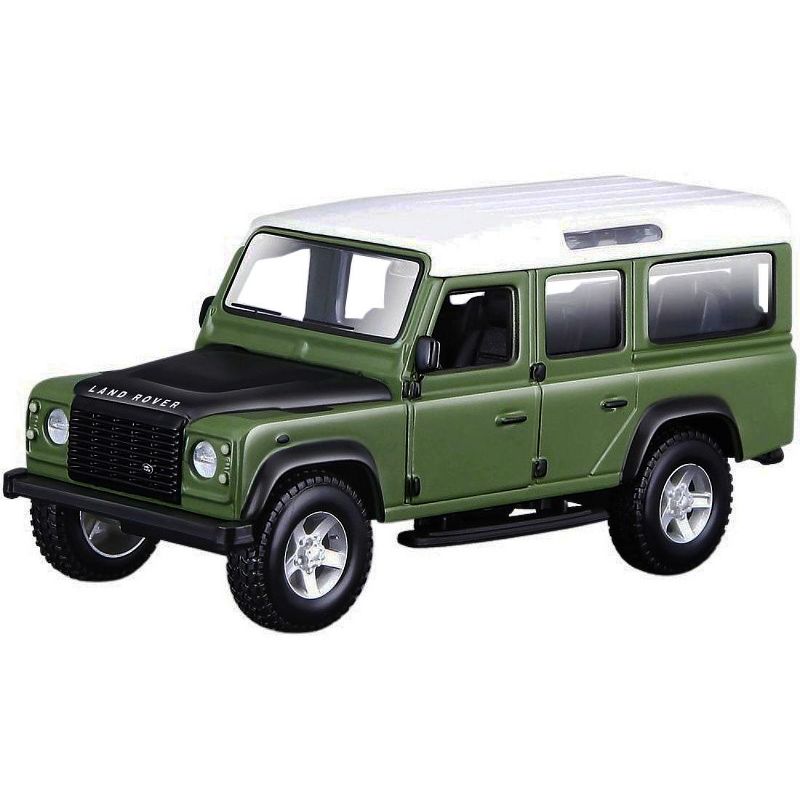 Land Rover Defender 110 Green with Black Hood and White Top 1/32 Diecast Model Car by Bburago