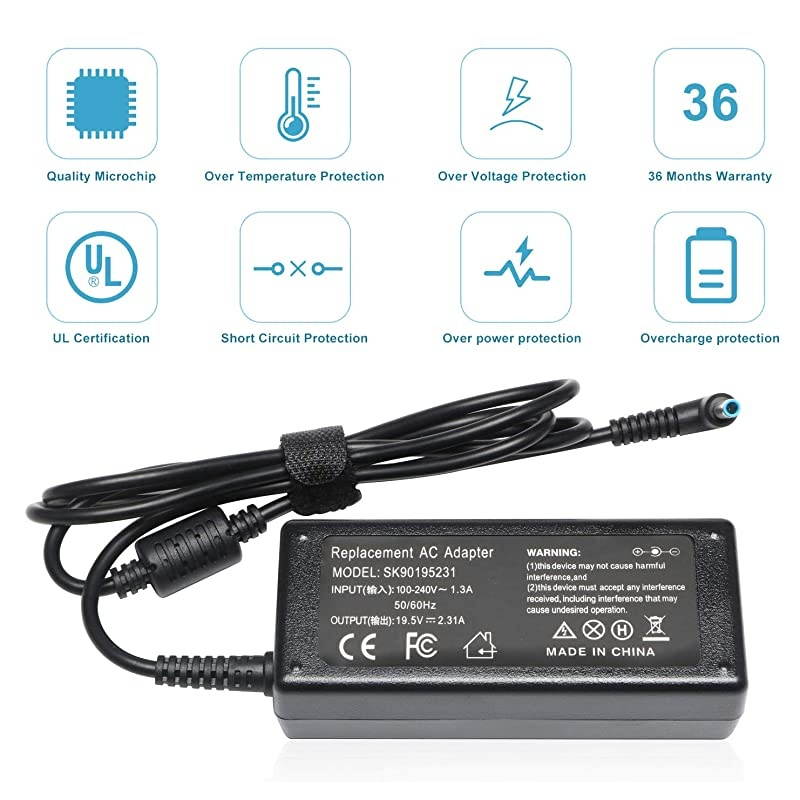 741727001 A045R07DH HSTNNDA35 HSTNNLA35 HSTNNCA40 HSTNNDA40 HSTNNLA40 ADP45WD B New Laptop AC Adapter Charger for Hp Pavilion 11 13 15 HP elitebook Folio 1040 g1HP Stream 13 11 14