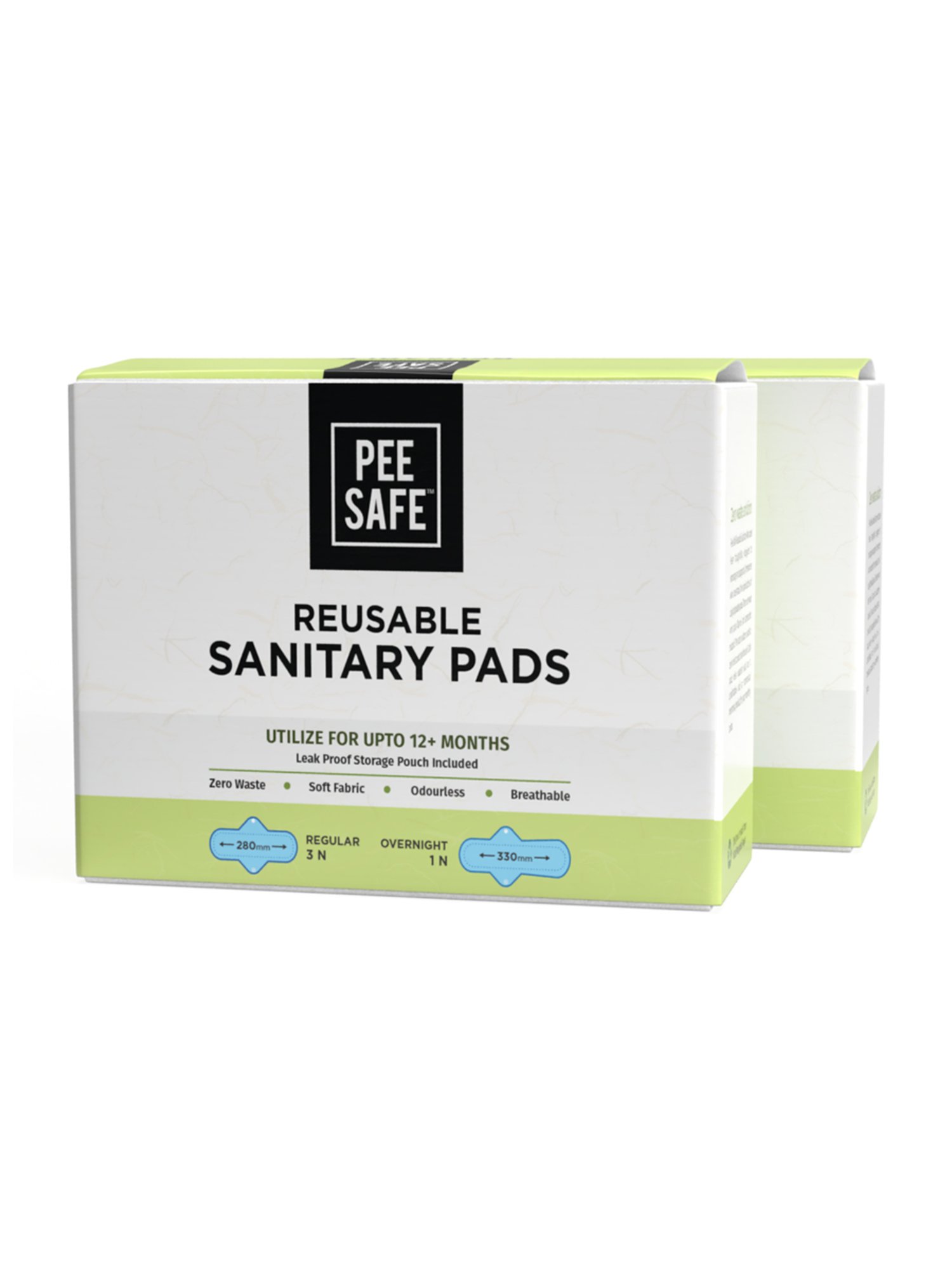 Pee Safe Reusable Sanitary Pads ( 6 Regular Pads, 2 Overnight Pad & 2 Leak Proof Pouch)