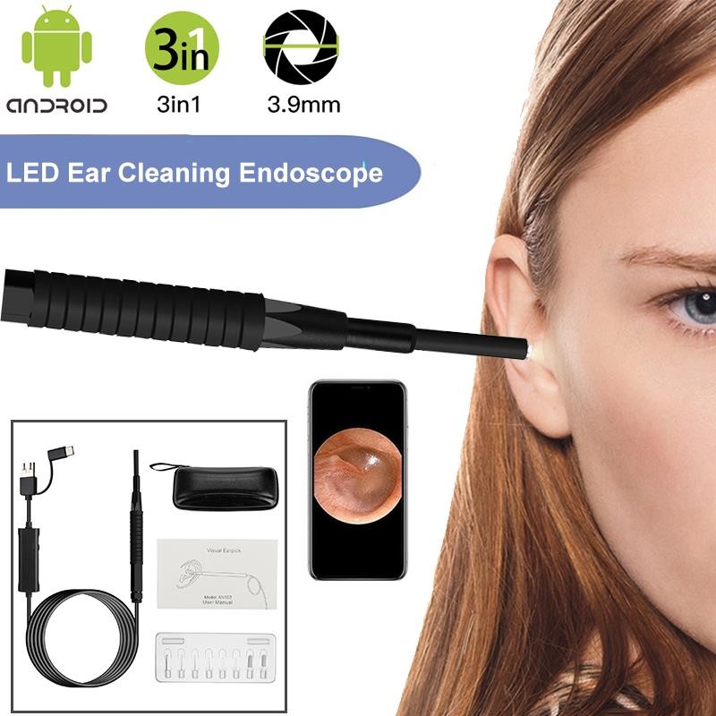 Ear Cleaning Endoscope 3 in1 USB HD Visual Ear Spoon 3.9mm Mini Camera Android