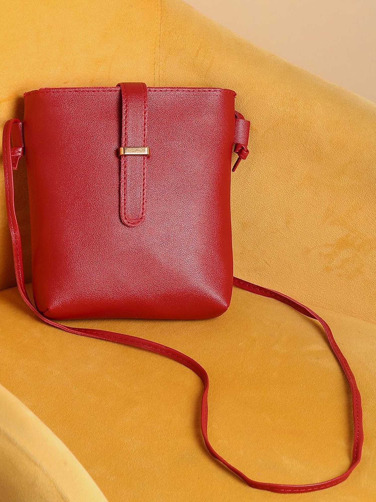 HauteSauce Red Solid Small Sling Handbag