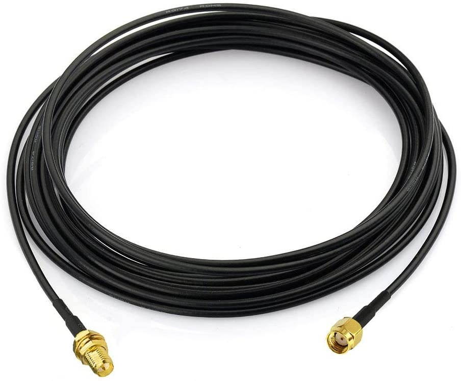 Bingfu RP-SMA Male to RP-SMA Female Bulkhead Mount RG174 WiFi Antenna Extension Coaxial Cable 5m 16.5 feet for WiFi Router Signal Booster Repeater Wireless Network Card USB Adapter Security IP Camera