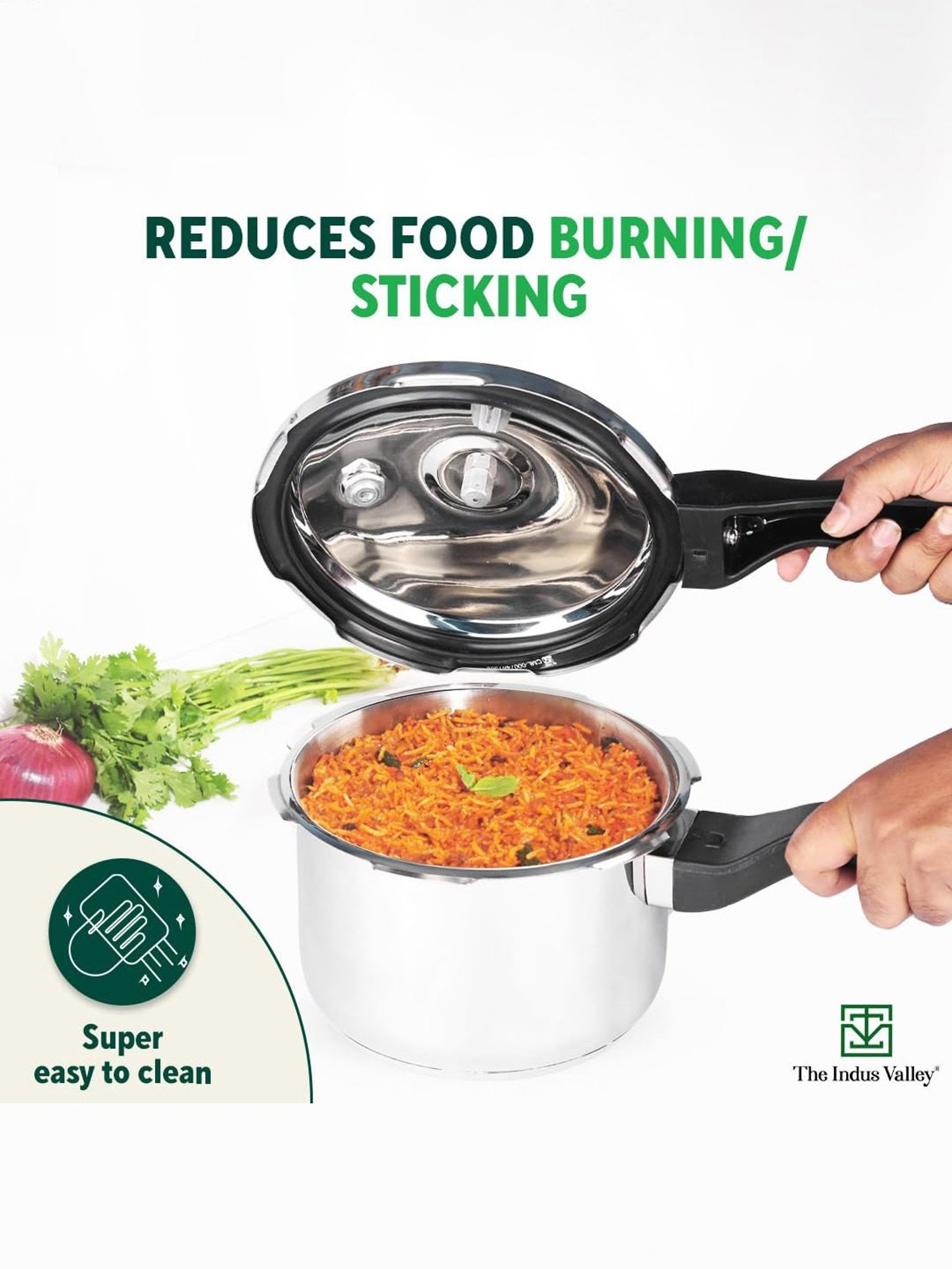 The Indus Valley Silver Stainless Steel Pressure Cooker with Lid (3 L)