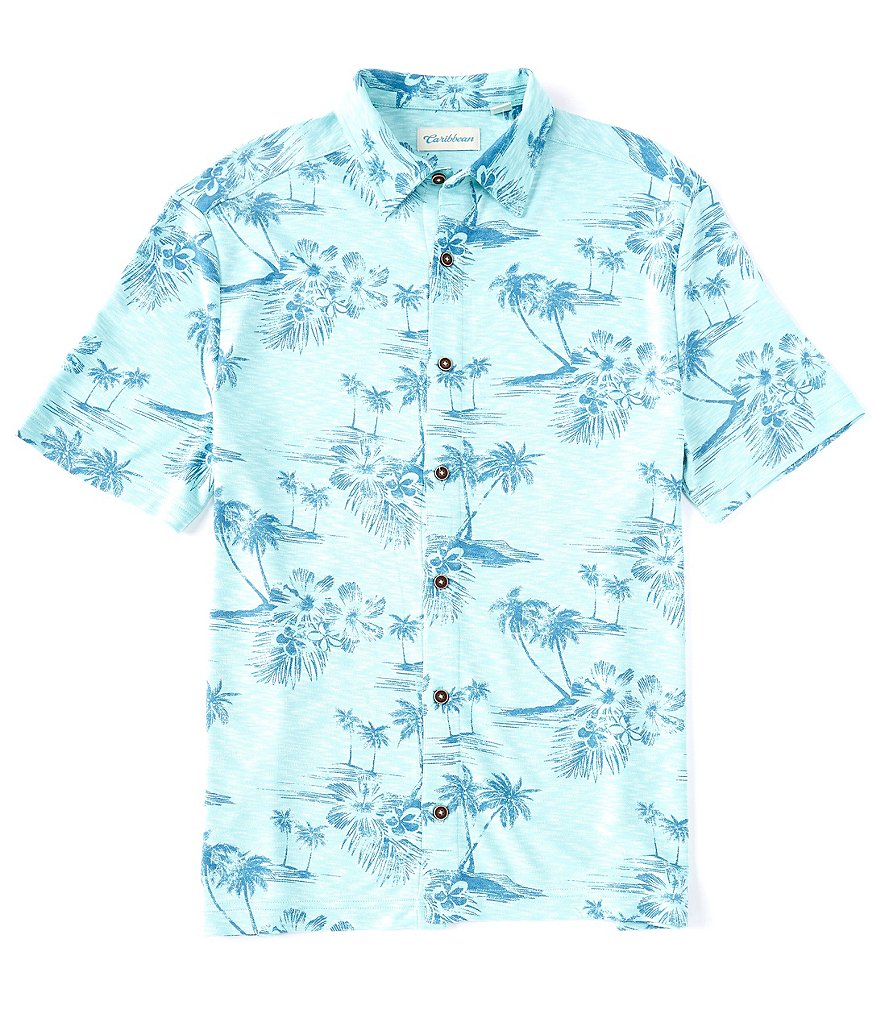 Caribbean Short Sleeve Knit Camp Collar Shirt