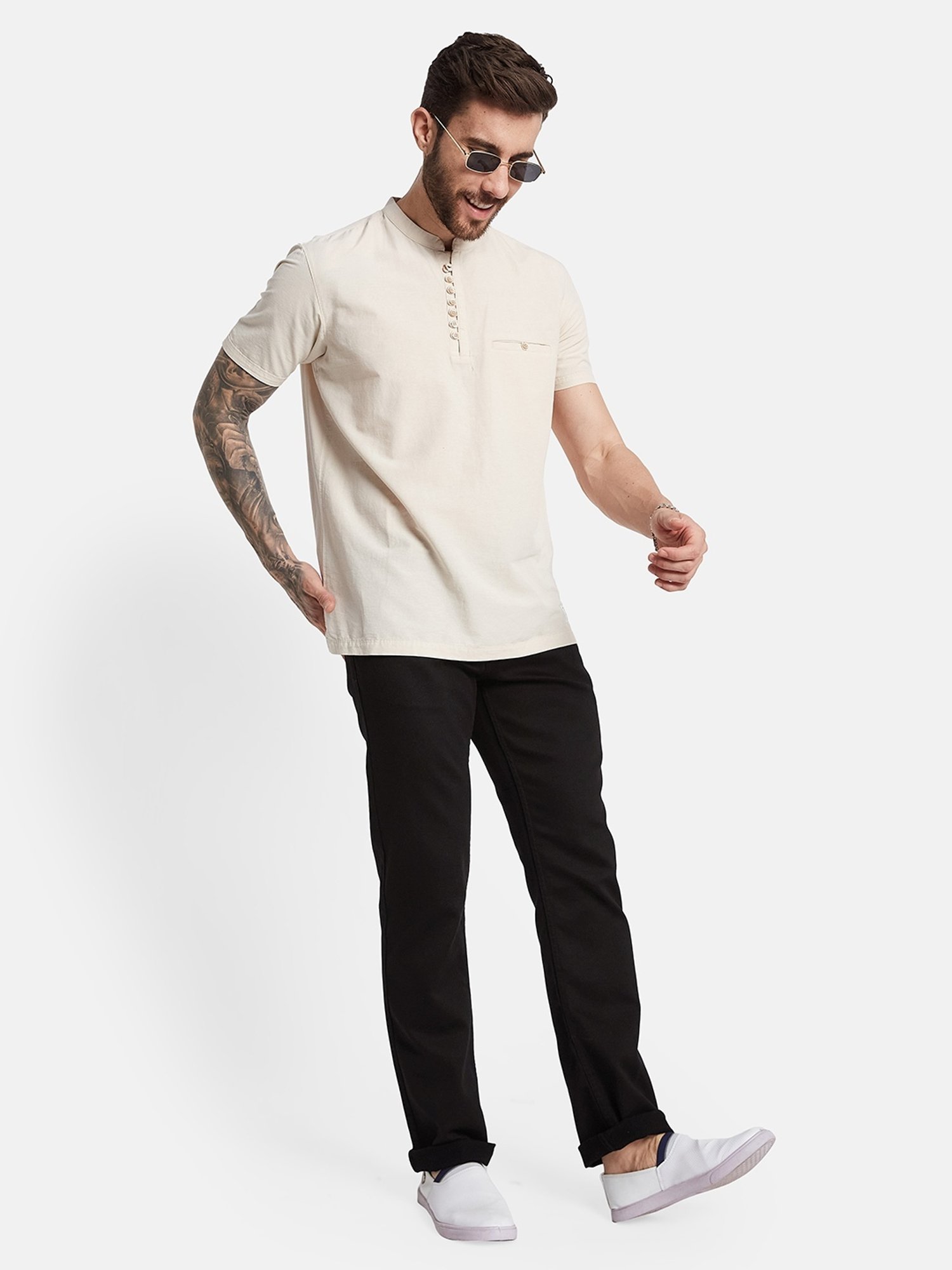 Octave Natural Regular Fit Henley T-Shirt