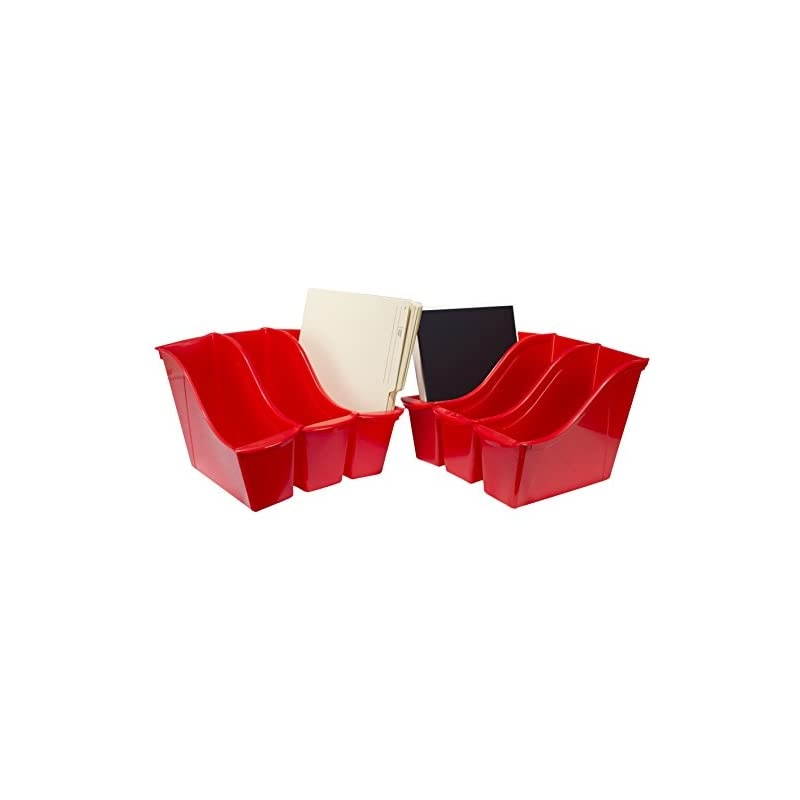 Small Book Bin, 11.75 x 4.5 x 8.5", Red, Case of 6 (71109U06C)