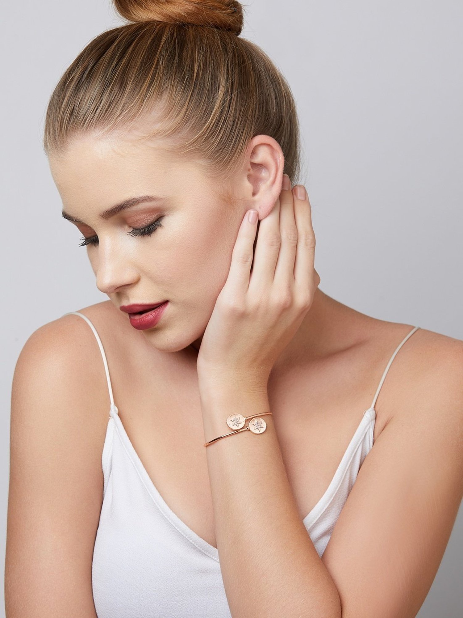 Zaveri Pearls Set of 2 Rose Gold Cubic Zirconia Contemporary Kada Bracelets-ZPFK13461