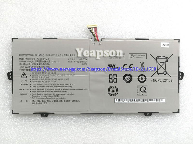 15.4V 4350mAh AA-PBRN4ZU Battery For Samsung Galaxy Book Flex 950QCG NP930QCG-K01 NP950QCG Tablet