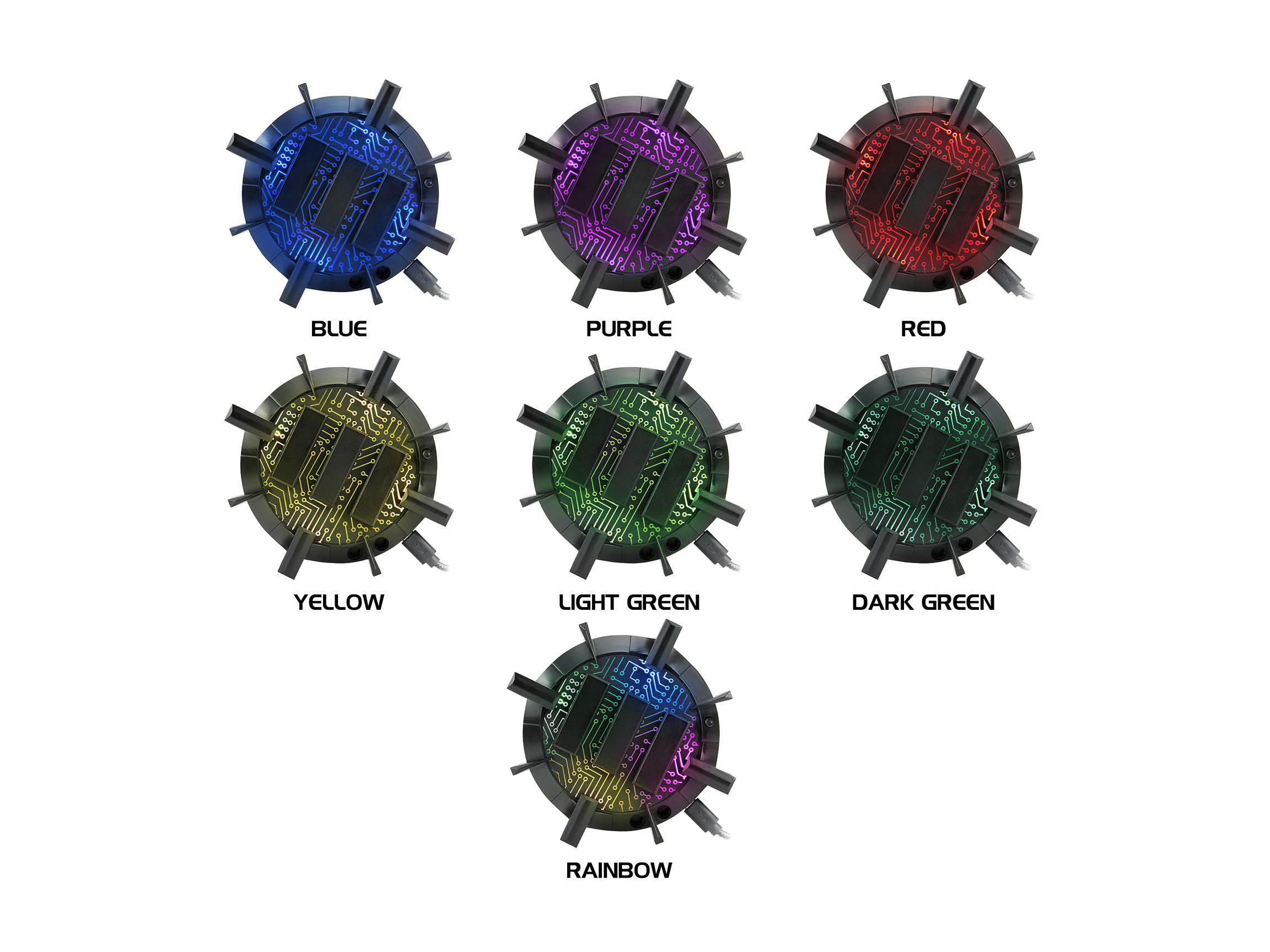 Enhance Pro Gaming Mouse Bungee Cable Holder - 4 Port Desktop USB Hub, 7 LED Modes, and increased Wire Management Support