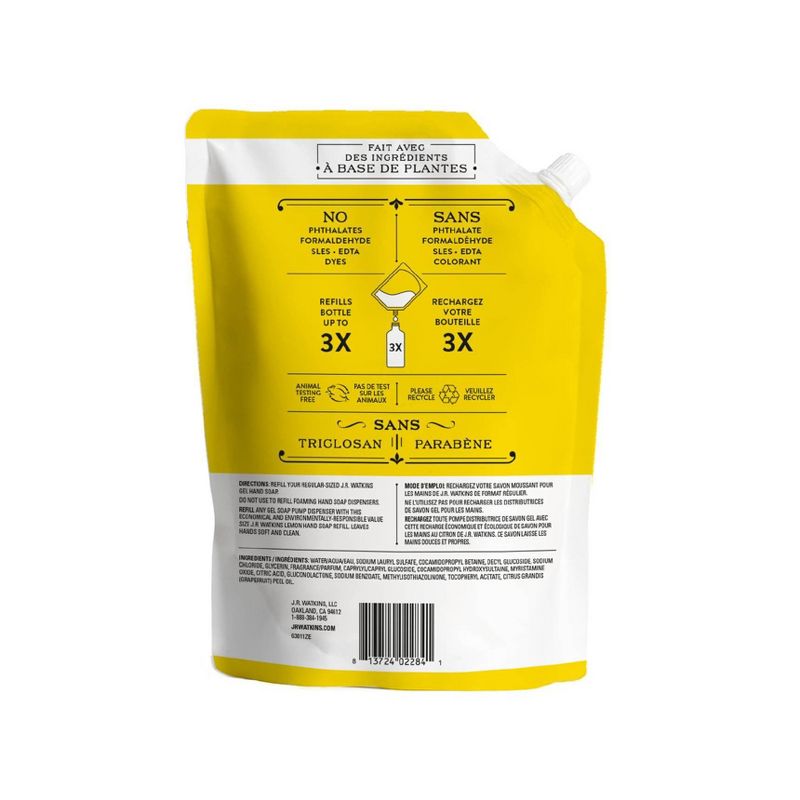 J.R. Watkins Lemon Gel Hand Soap Refill - 34 fl oz