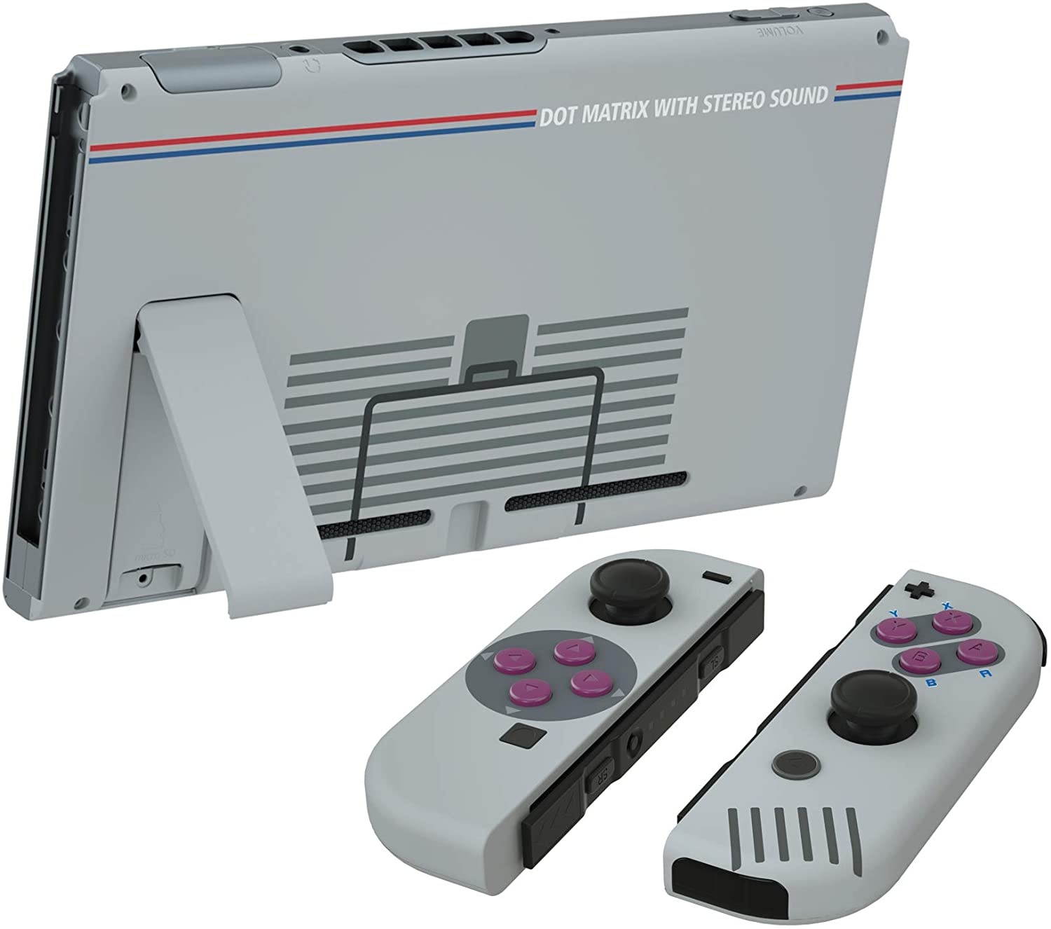 eXtremeRate Soft Touch Grip Back Plate for Nintendo Switch Console, NS Joycon Handheld Controller Housing with Buttons, DIY Replacement Shell for Nintendo Switch - Classic 1989 GB DMG-01