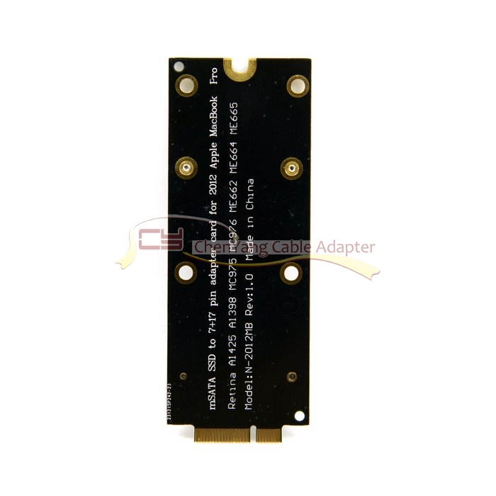 CY mSATA SSD to Pro Retina i Mac A1398 MC975 MC976 17+7pin SSD Convertor Card Adapter