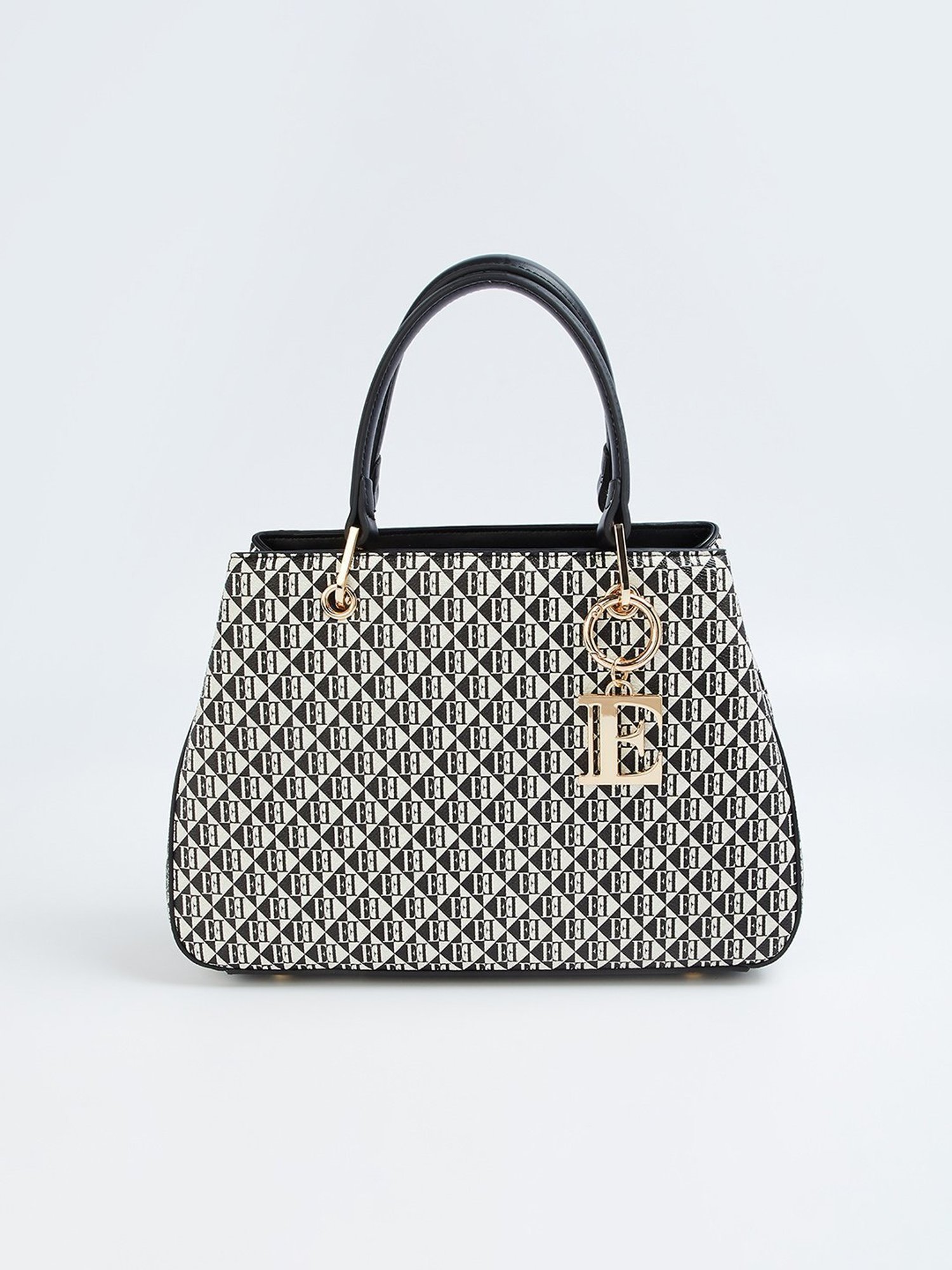 Elle White & Balck Printed Handbag