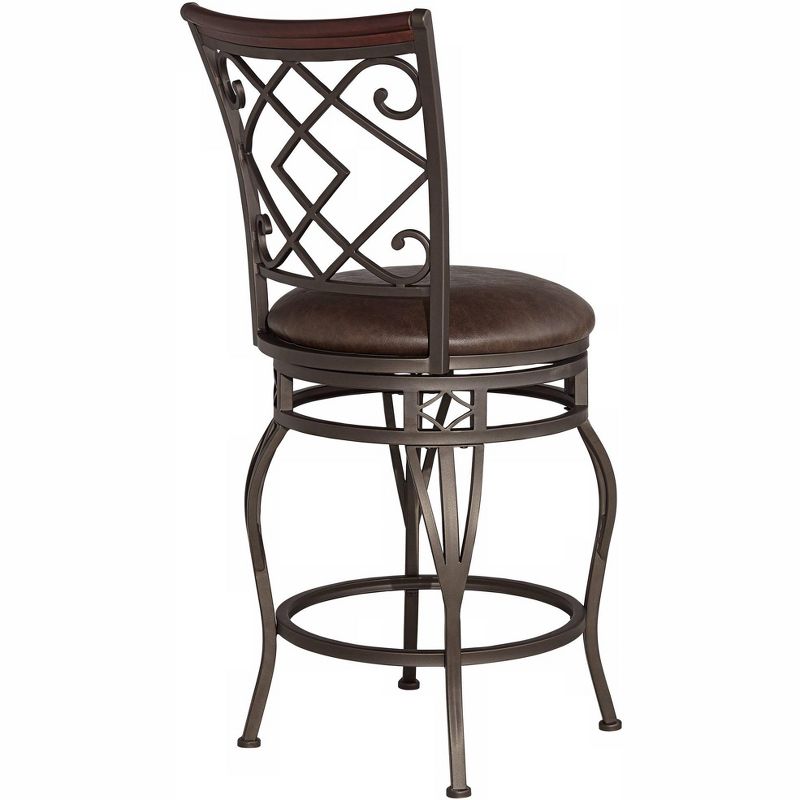 Kensington Hill Hartley 25" Wood and Bronze Metal Swivel Counter Stool
