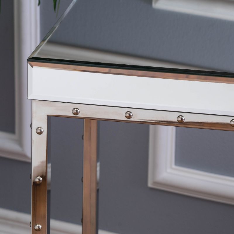 Flynn Side Table with Rivet - Mirror - Christopher Knight Home