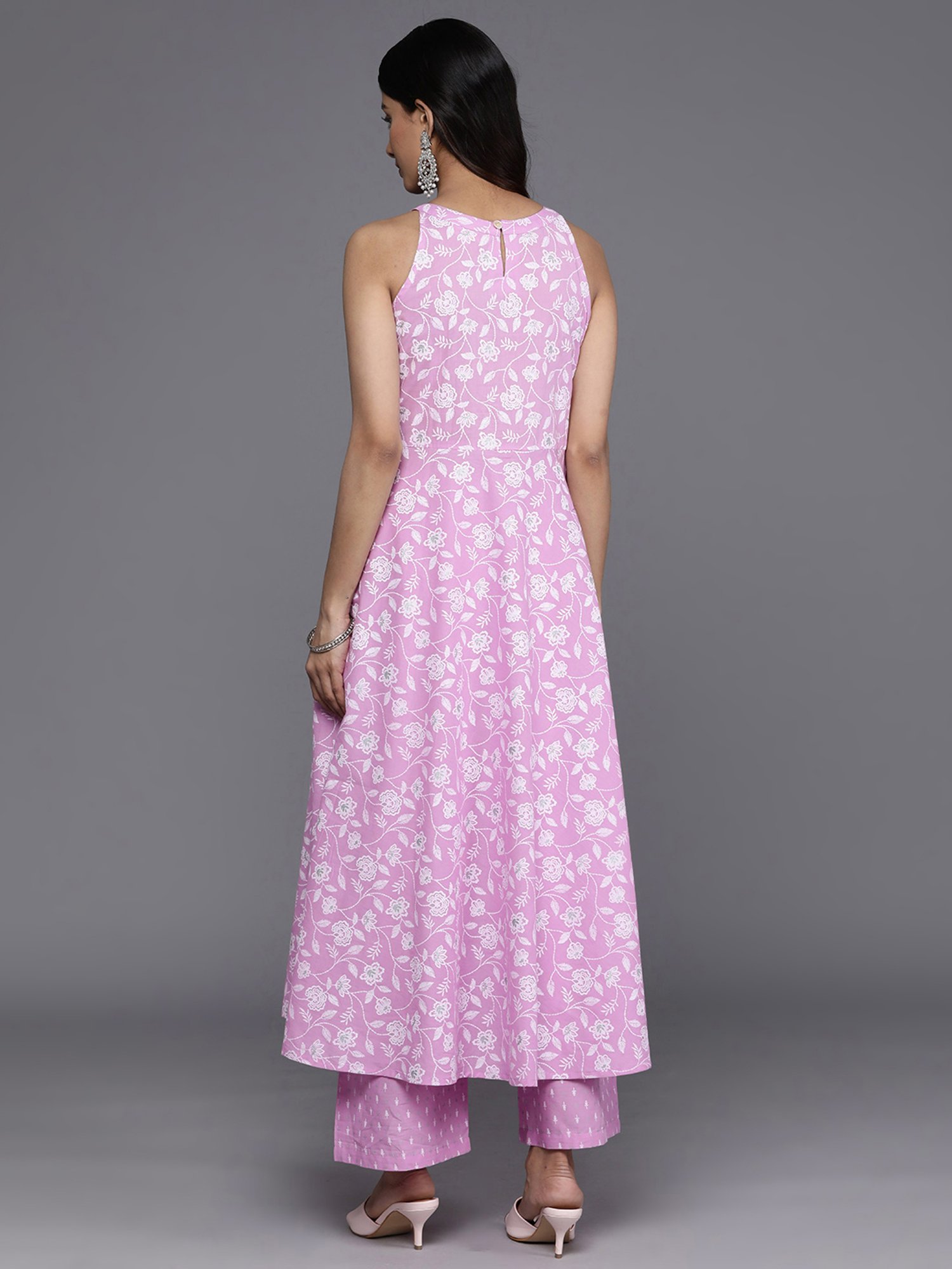 Varanga Purple Cotton Printed Kurta Palazzo Set