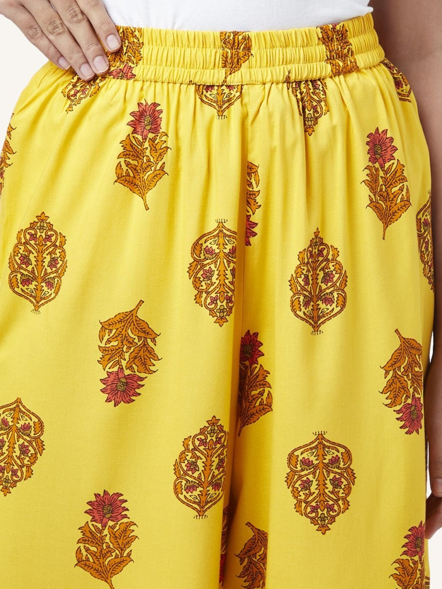 Rangmanch by Pantaloons Yellow Floral Print Kurta Palazzo Set