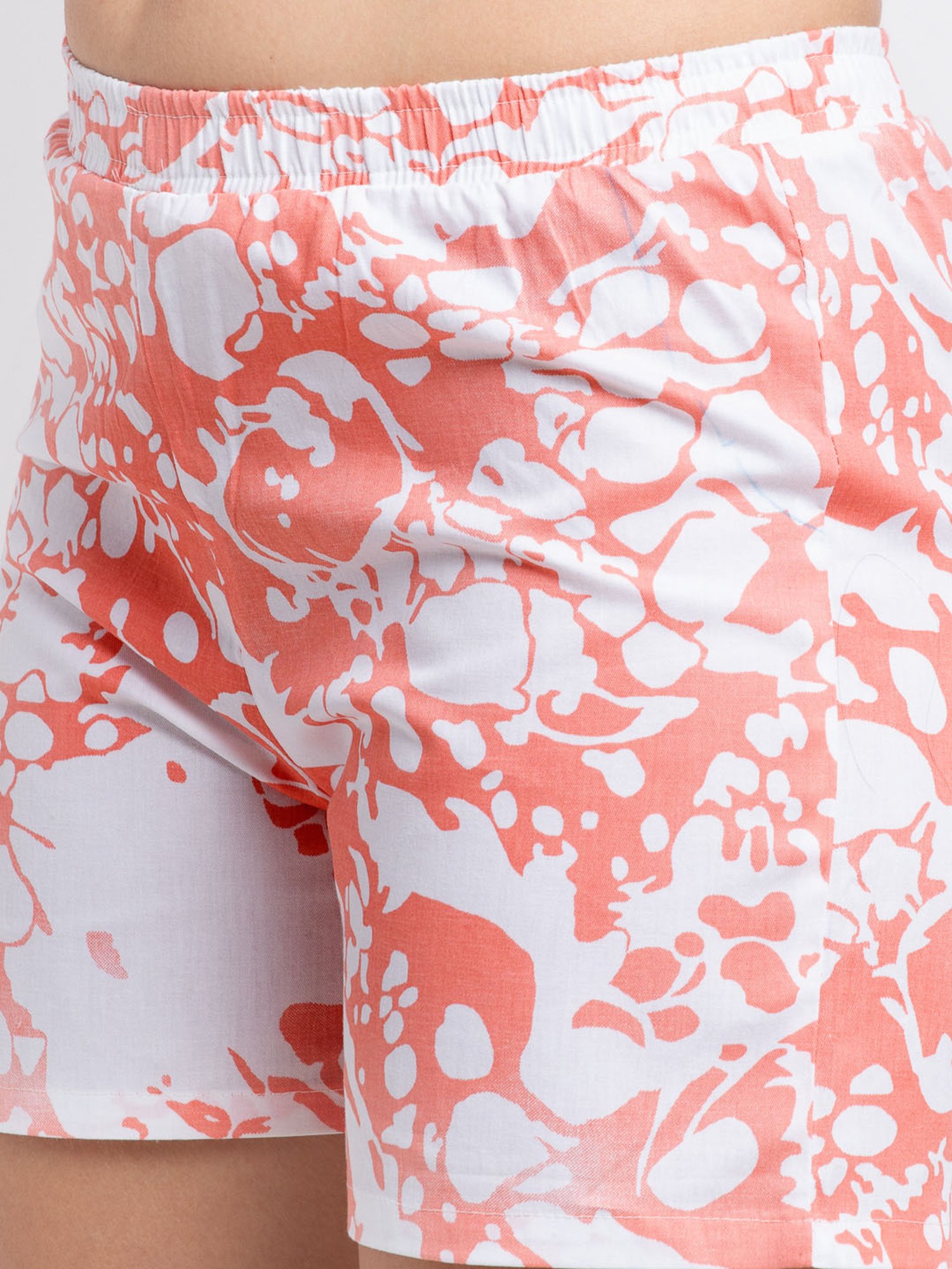 Boston Club Pink Printed Crop Top With Shorts