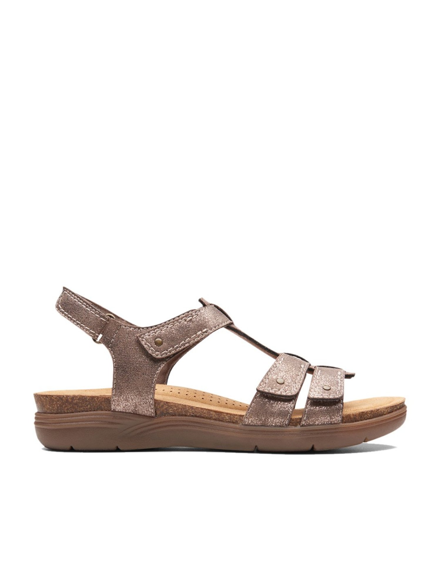 Clarks Women's April Cove Metallic Ankle Strap Wedges