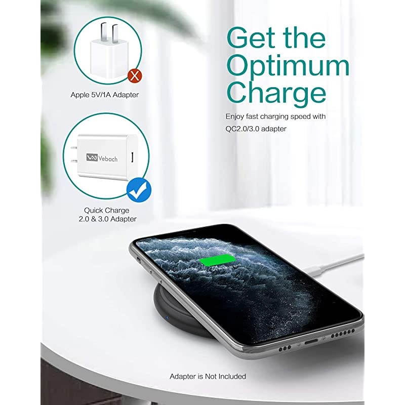 Wireless Charger,C10s 10w Qi-Certified Aluminum Fast Wireless Charging Pad Compatible with iPhone 12/12 Pro/12 Mini/12 Pro Max/11 Pro max/Xs Max/XR,Samsung Galaxy S20/S10/S10E/S9(Black