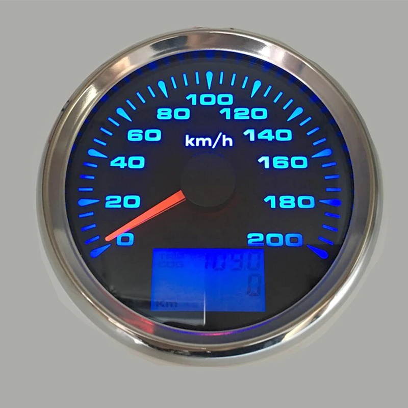 12V 24V GPS Speedometer With GPS Antenna LCD Gauge 200km/h For Motorcycle Car Truck Boat Motor Auto With 7 Colors Backlight
