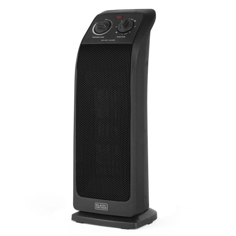 Pelonis HF-0063 1500-Watt 2-Setting Portable Oscillating Small Room Digital Fan and Personal Space Heater, Black