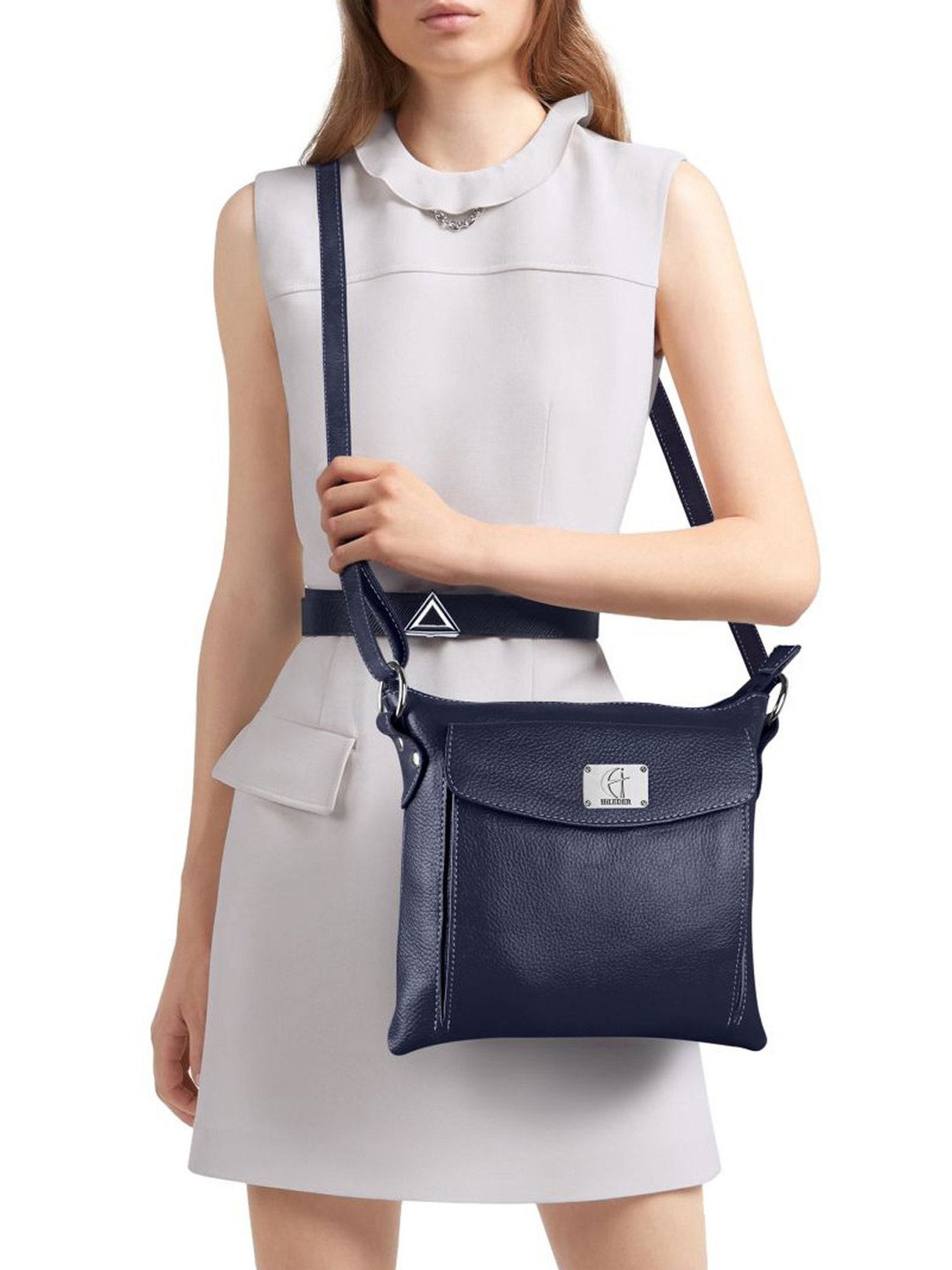 HiLEDER Navy Solid Medium Cross Body Bag