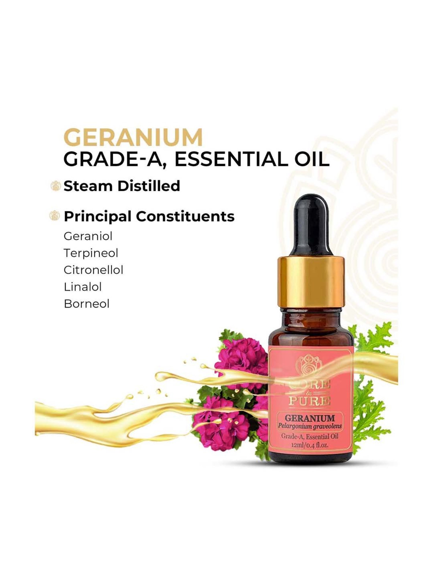 CORE & PURE Geranium Essential Oil - 12 ml