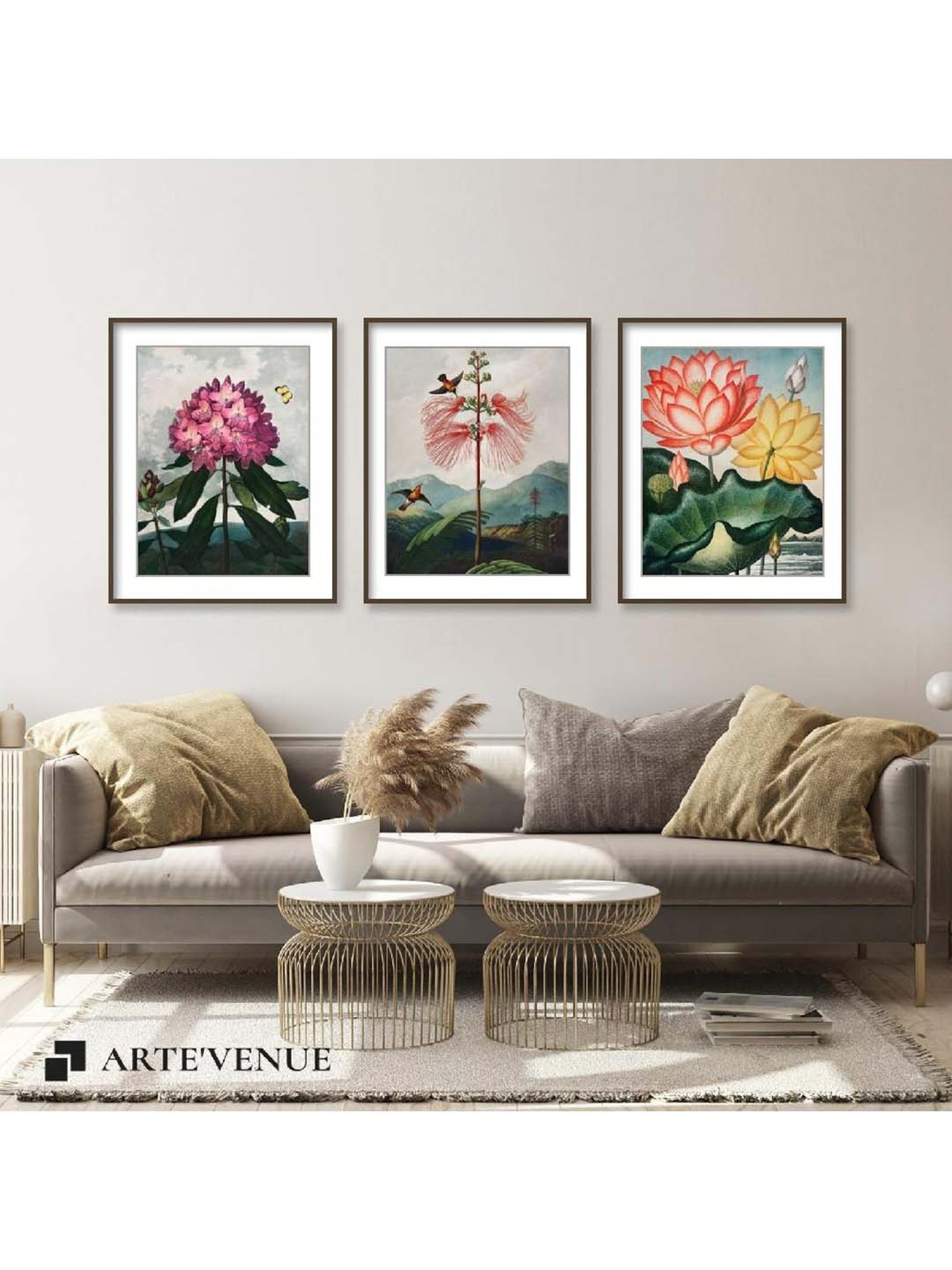 ARTE'VENUE Sacred Egyptian Bean Multicolor Paper Wall Arts - Set of 3 (13 X 16 inch Each)