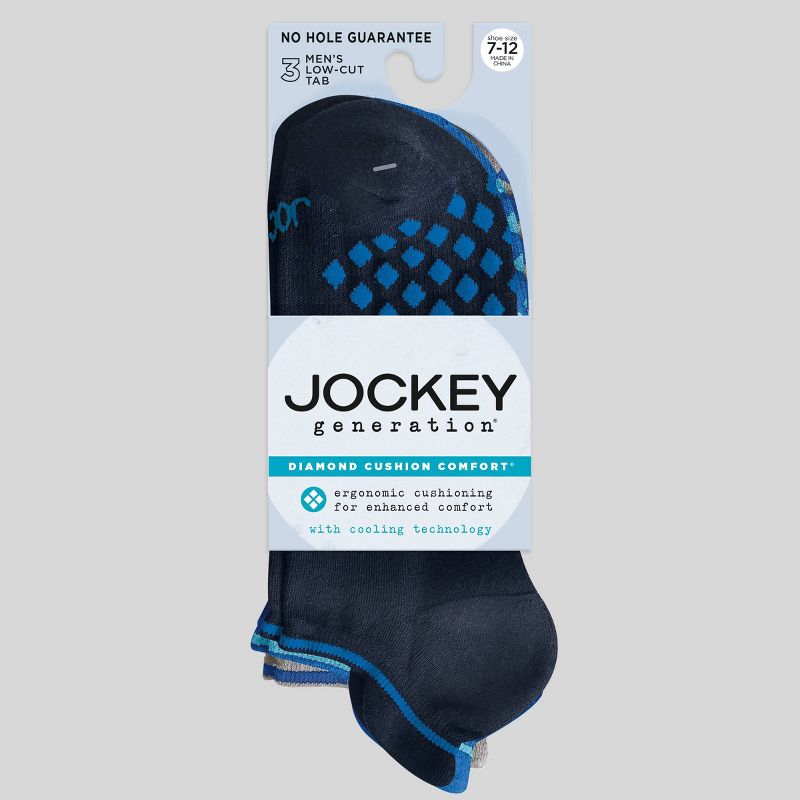 Jockey Generation™ Men's Diamond Cushion Comfort 3pk Tab Casual Socks - Gray/Blue/Navy 7-12