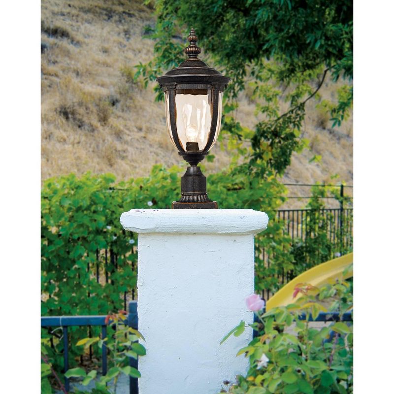 John Timberland Post Light Veranda Bronze 21" Hammered Glass for Deck Porch Yard Patio