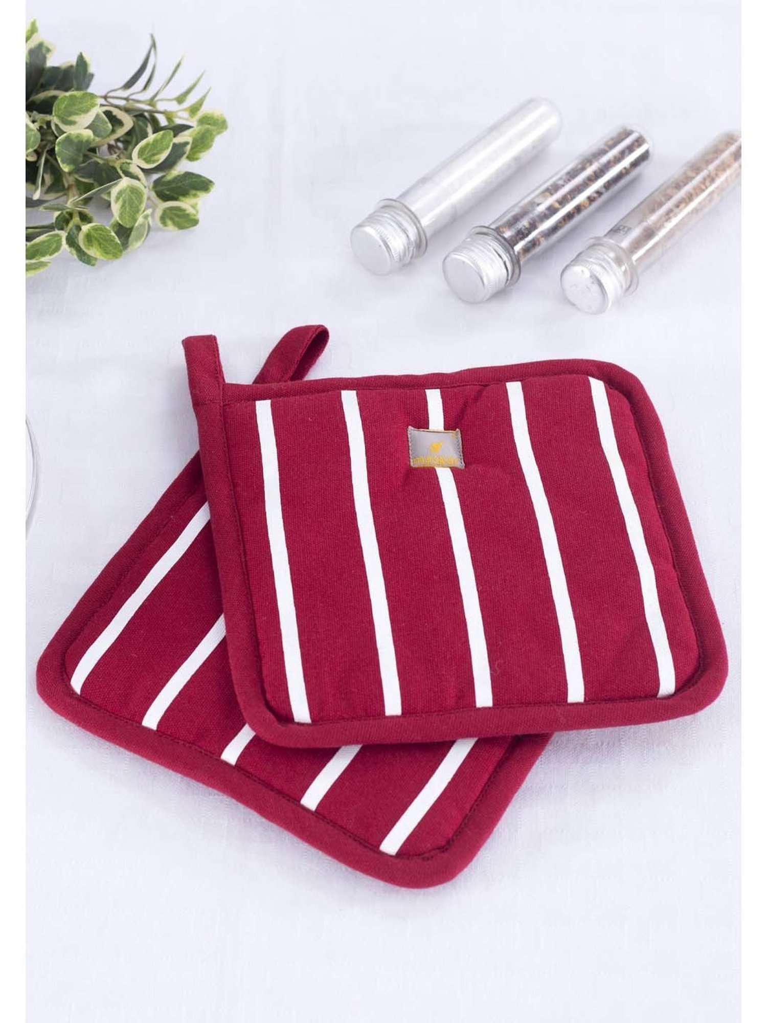 Maspar Red 100% Cotton 225 GSM Pot Holder - Set of 2