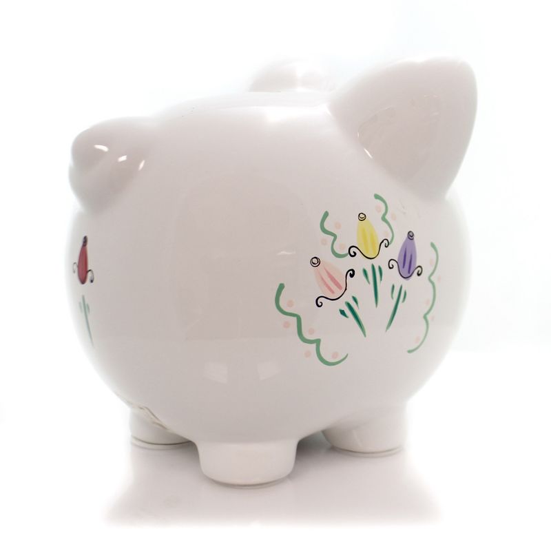 Bank 7.5" Bank Rose Petal Ceramic Piggy  -  Decorative Banks