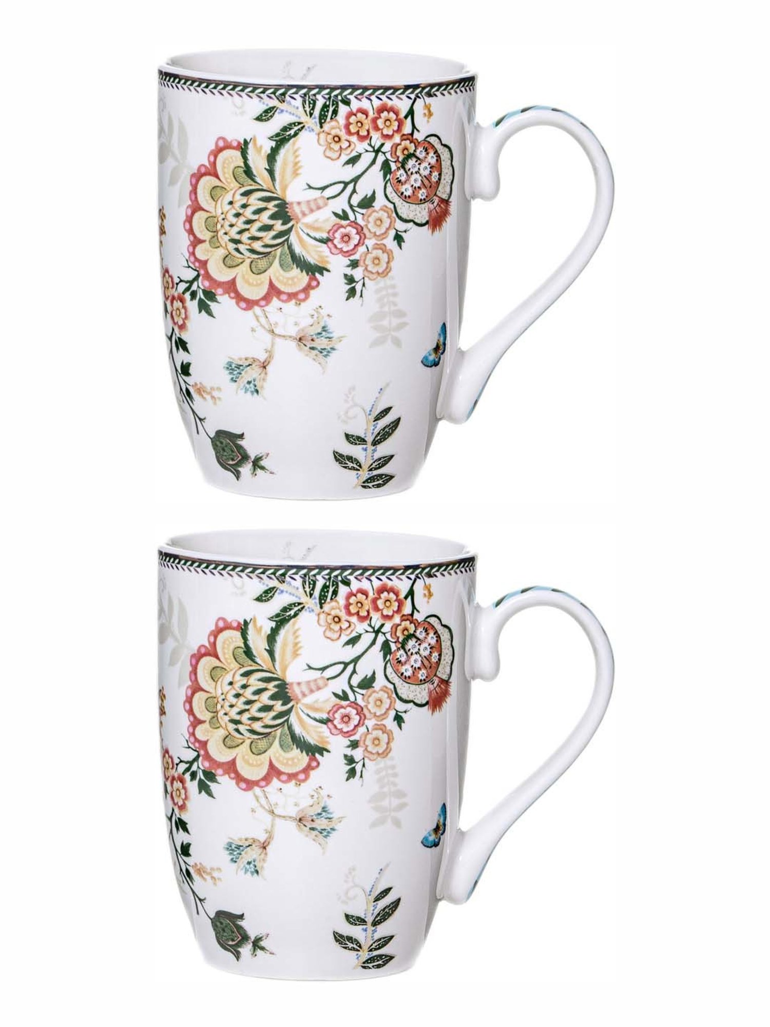 White Gold White Porcelain Large Coffee Mug (0.32 L) - Set of 2