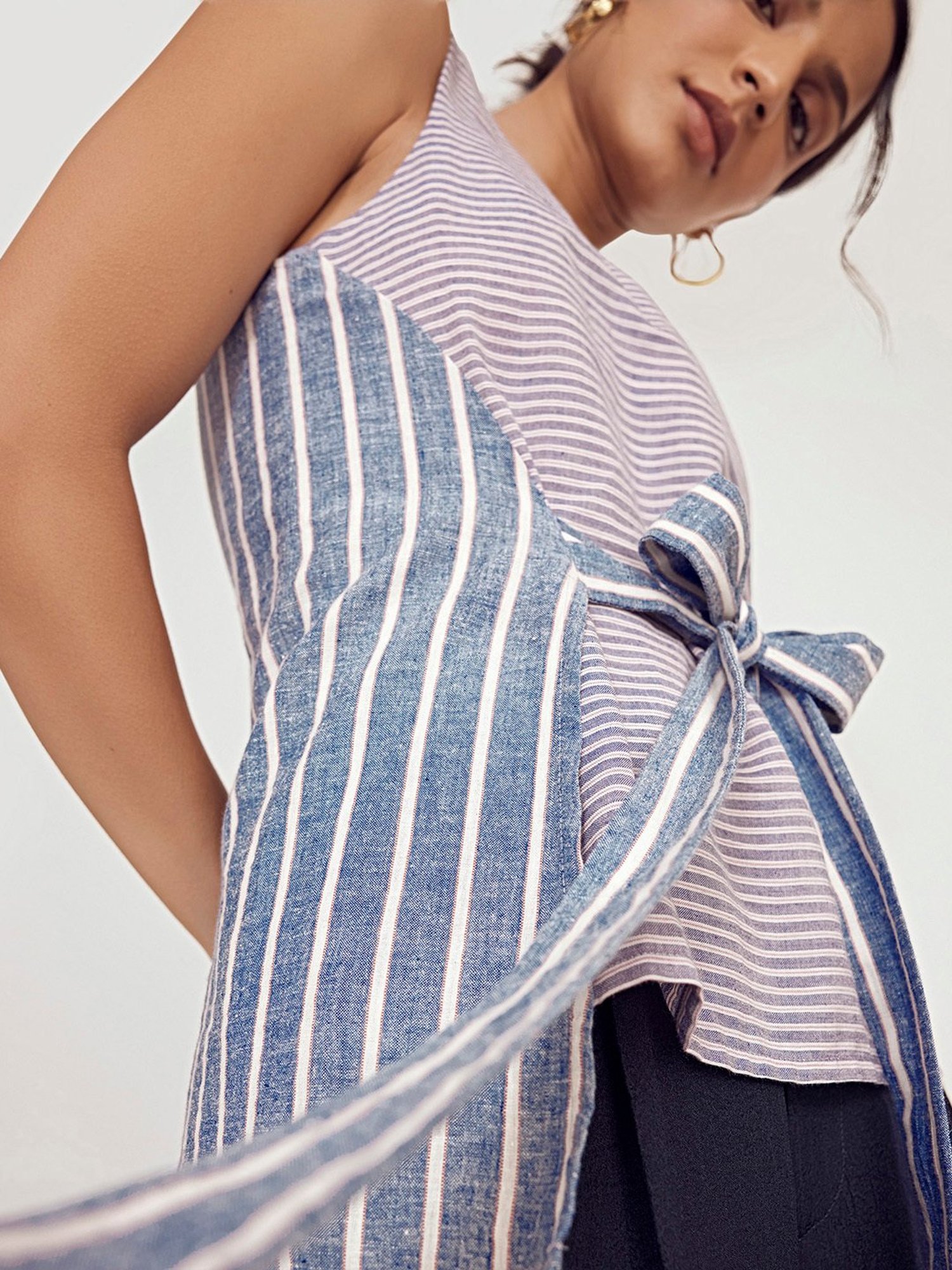 The Label Life Blue Striped Top